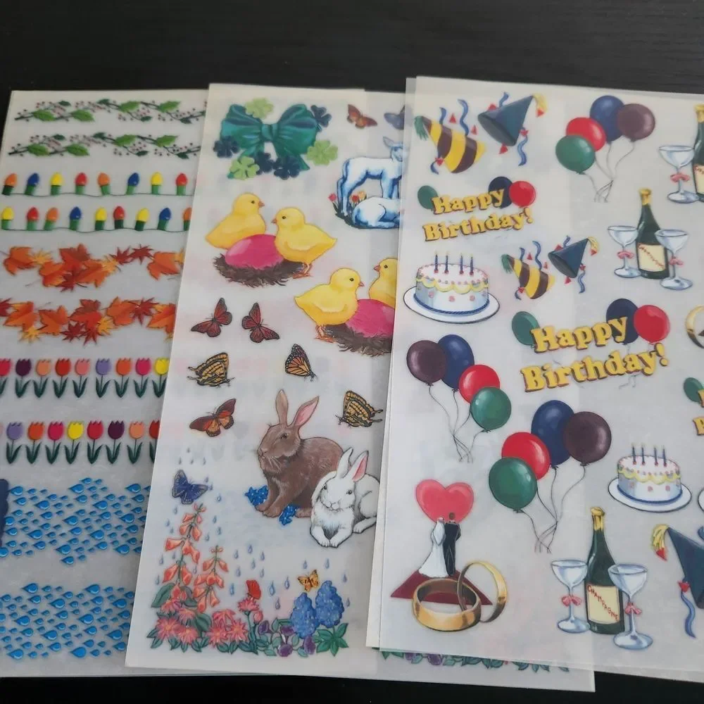 Festive Rub-On Transfer Sheets for Crafting Scrapbooking 10 Sheets Variety Theme